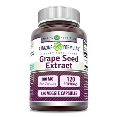 Amazing Formulas Grapeseed Extract Supplement | 100 Mg Per Serving | 120 Veggie Capsules | Non-GMO | Gluten-Free | Made in USA