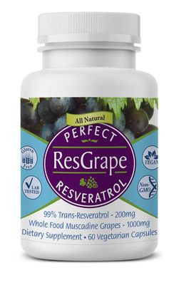 Perfect Supplements - Perfect ResGrape Resveratrol - 60 Veggie Capsules - Trans-Resveratrol &amp; Organic Muscadine Grape