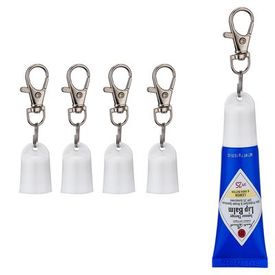 SNOSHO 4 Pcs Keychain Cap for Jack Black Lip Balm 0.25 oz, Portable Holder Keychain Cap Compatible with Aquaphor Lip Repair Tubes (white)