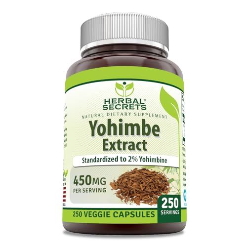 Herbal Secrets Yohimbe Extract 450 mg Supplement | Veggie Capsules | Non-GMO | Gluten Free | Made in USA (1 Pack, 250 Count)