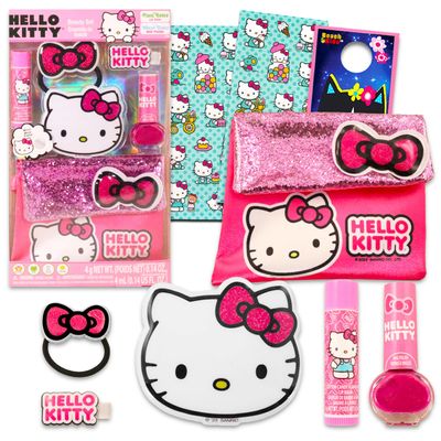 Hello Kitty Lip Balm Set - Bundle with Lip Balm, Scrunchie, Bracelet, Cosmetic Bag, Stickers