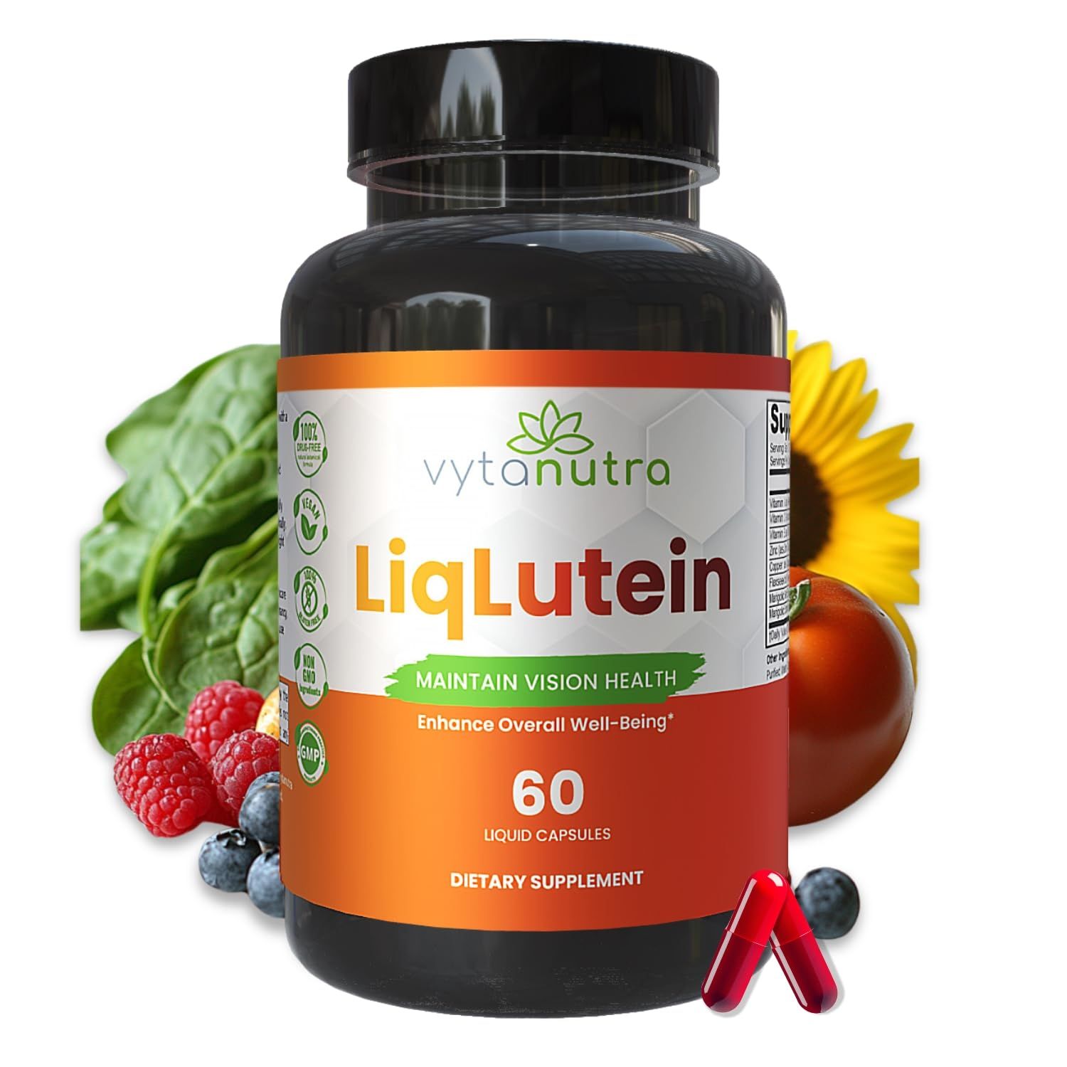 Vytanutra Liquid Lutein &amp; Zeaxanthin - Fast-Absorbing Eye Support for Blue Light &amp; Visual Health with Zinc, Vitamin A &amp; Antioxidants - 60 Veggie Liquid Capsules