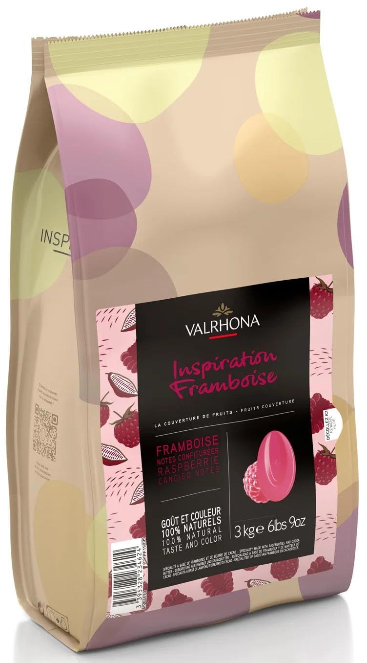 Valrhona 100-Percent-Natural Inspiration Raspberry Couverture Feves, 6.61 Pounds