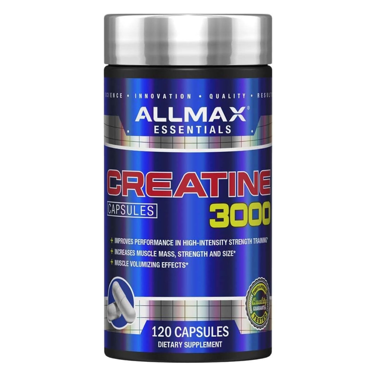 ALLMAX Nutrition - Creatine Monohydrate, Micronized Creatine Powder for Strength and Muscle Recovery, Gluten Free &amp; Fast Absorbing, 120 Capsules