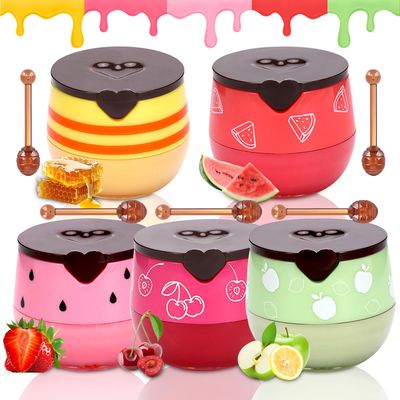 5Pcs Bee Lip Balm Honey Pot, Honey Pot Lip Mask, Moisturizing Moisture Nourishing Dry &amp; Chapped Lips, Lip Balm Honey Pot, Reduces Lip Lines, Lip Care