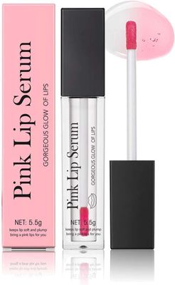 Color Changing Lip Gloss, Pink Tinted Lip Plumper Serum - Natural Moisturizing Balm for Repair, Hydration &amp; Fine Line ReductionPink Lip Serum