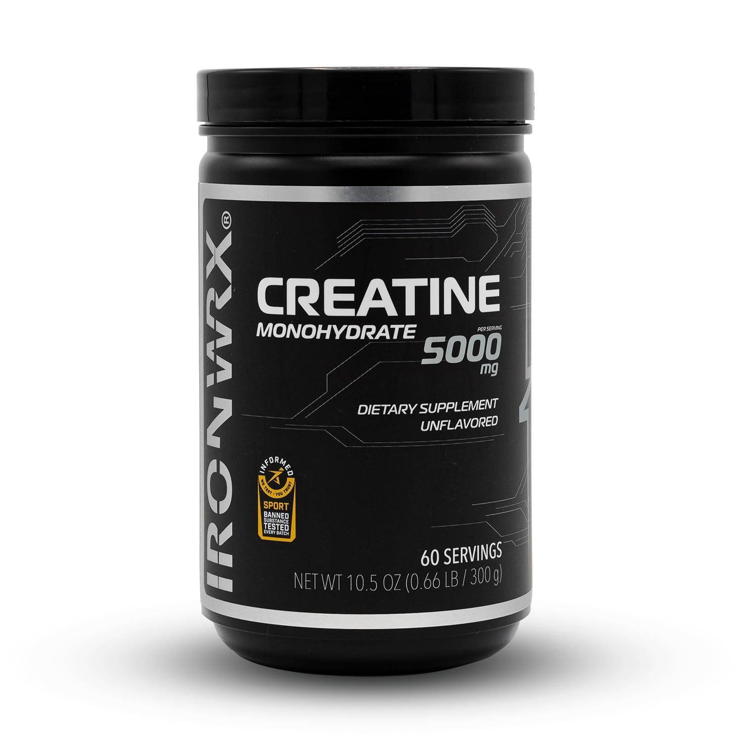 IRONWRX Creatine Monohydrate Powder | Unflavored | 60 SERVINGS | 5000 MG Creatine per Serving |For Muscle Growth and Brain Function