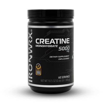 IRONWRX Creatine Monohydrate Powder | Unflavored | 60 SERVINGS | 5000 MG Creatine per Serving |For Muscle Growth and Brain Function