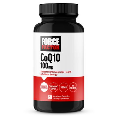 FORCE FACTOR CoQ10 100mg, Coenzyme Q10 Heart Health Supplement with Enhanced Absorption, Premium Grade Coq 10, Vegan, Dairy Free, Gluten Free, and Non-GMO, 60 Vegetable Capsules