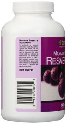 TruNature Resveratrol Plus Standardized Trans-Resveratrol 250 Milligram, 140 Vegetarian Capsules