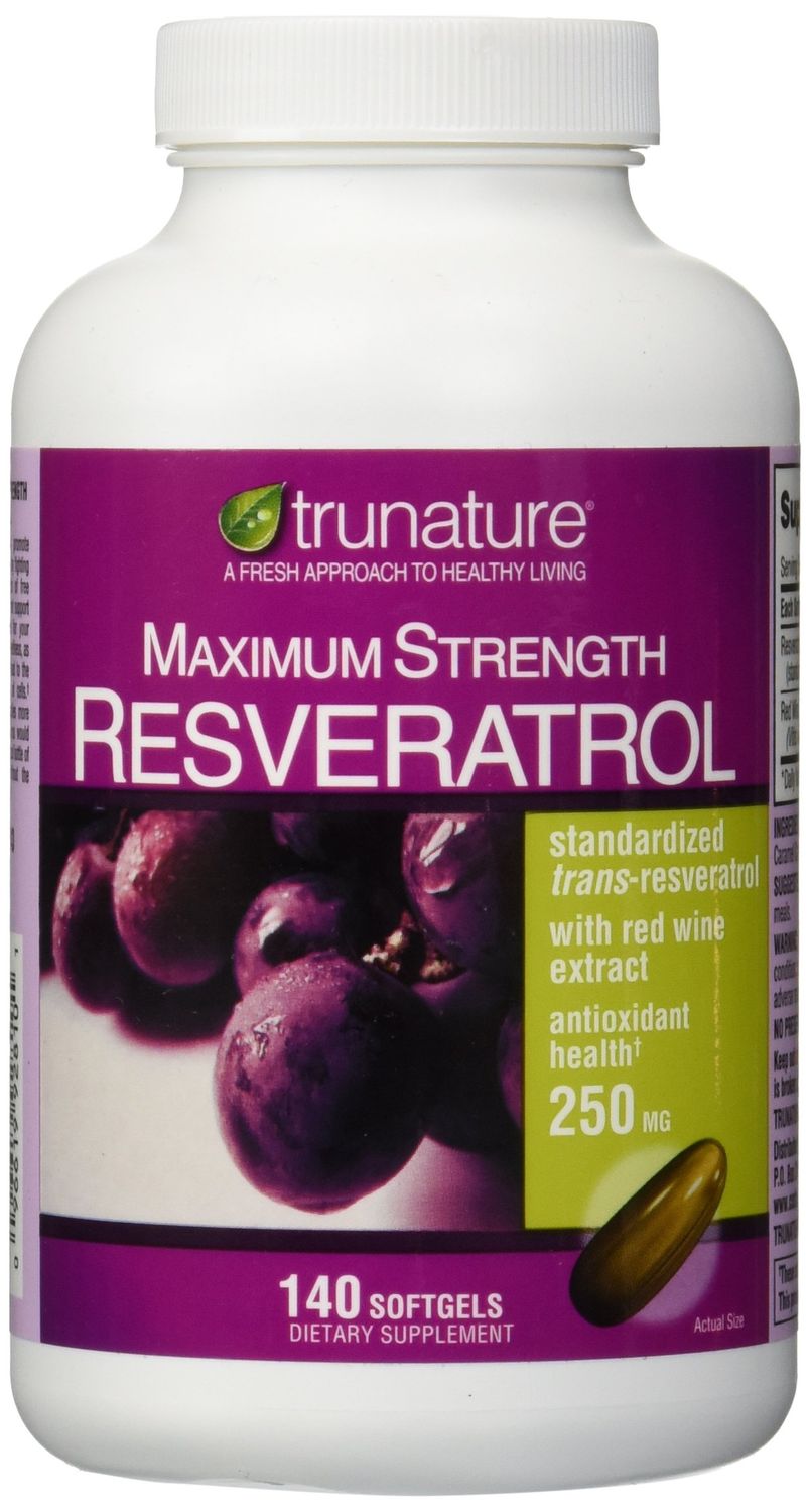 TruNature Resveratrol Plus Standardized Trans-Resveratrol 250 Milligram, 140 Vegetarian Capsules