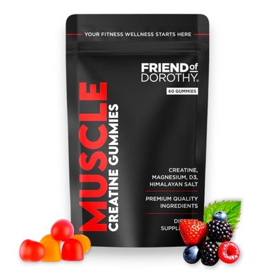 Friend of Dorothy - Creatine Gummies - Sugar Free - Chewable Creatine Monohydrate with Electrolytes, Magnesium &amp; Vitamin D3 - Hydration &amp; Recovery Support Gym &amp; Workout Supplement - 60 Gummies