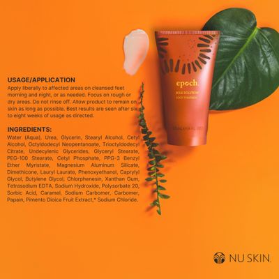 Nu Skin Epoch Sole Solution | Effective Foot Cream for Dry Cracked Heels and Feet | Foot Care with Urea Cream for Feet | Repair Foot Health | Moisturizer & Lotion for Clean Feet | 4 Fl Oz | 1 Pack