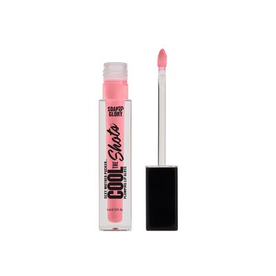 Soap &amp; Glory SMP Cool The Shots Plumping Lip Gloss - Hydrating &amp; Cooling Lip Plumper - Infused with Menthol &amp; Vitamin E - High Shine, Glossy Finish - Vegan &amp; Cruelty-Free - Pink Charming (4ml)
