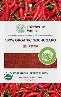 Lakehouse Farms 100 Organic Korean Chili Pepper Flakes/Powder (Gochugaru) - The Only U.S. Grown Organic Certified Korean Pepper Flakes (6 Ounce - Fine)