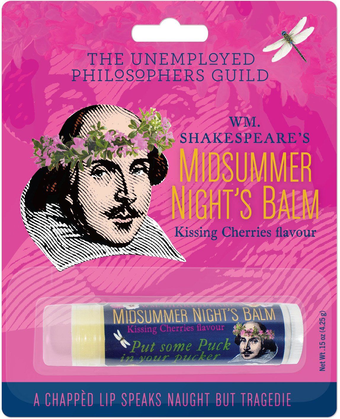 Shakespeare&#39;s Midsummer Night&#39;s Lip Balm Tube, Cherry Flavored - Cruelty-Free and Made in the USA from Natural and Imported Ingredients