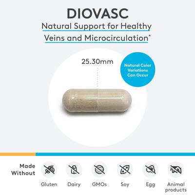 XYMOGEN DioVasc - Support for Healthy Veins, Capillaries, Blood Circulation - Micronized Diosmin for Enhanced Absorption - Blood Flow Supplement, Helps Promote Normal Lymphatic Drainage (60 Capsules)