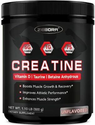 ZEBORA Micronized Creatine Monohydrate Powder for Adults, for Muscle Growth