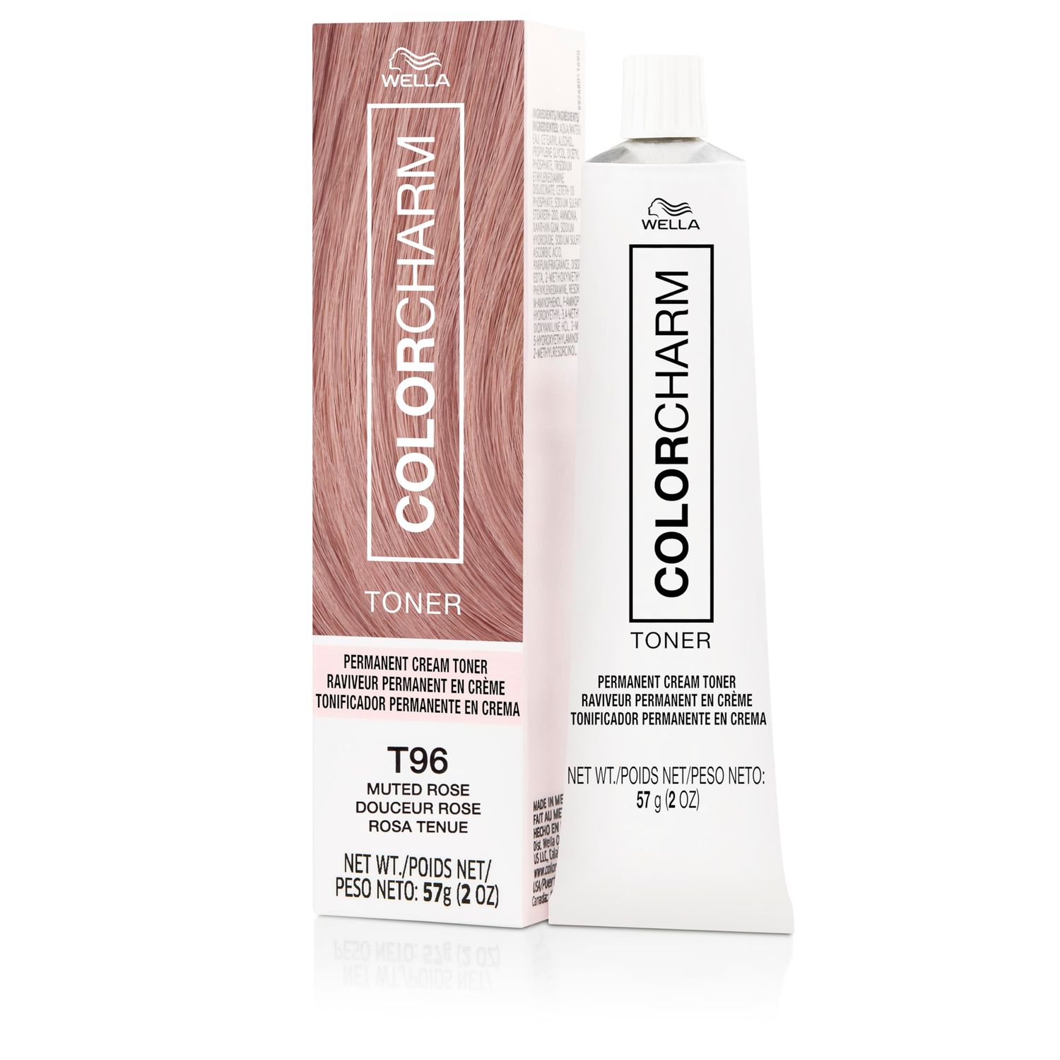 COLORCHARM Permanent Cream Toner | Neutralize Brass | Free of Animal-Derived Ingredients, Parabens &amp; Gluten Free | T96 Muted Rose | 2 oz