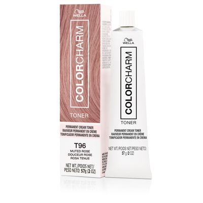 COLORCHARM Permanent Cream Toner | Neutralize Brass | Free of Animal-Derived Ingredients, Parabens &amp; Gluten Free | T96 Muted Rose | 2 oz