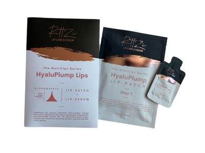 RittZi HyaluPlump Lips - Innovative Two-Step Lip Care System Featuring 800 Self-Dissolving Microneedles made from Sodium Hyaluronate, Niacinamide, and Peptides for Hydrated, Plump Lips