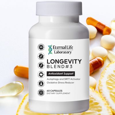 Eternal Life Laboratory Longevity Blend 3 - Resveratrol 98 with Fisetin Pterostilbene Spermidine, Anti Aging, Oxidative Stress Reducer, Antioxidant Supplement, AMPK Activator