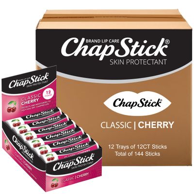 ChapStick Bulk Lip Balm, Classic Cherry 144-Count - Lip Moisturizer for Dry Lips, 0.15 Oz Ea