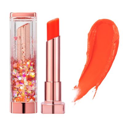 CORINGCO Sparkle Cute Changes Color Lip Balm Colored Lip Cream Lip Gloss, Glitter Lip Care Lip Pack Birthday Gift Glitter Gift Sequin Shiny Spangle Lipbalm (04 Orange Red)