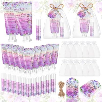 Swiffen 24 Sets Christian Hand Cream and Lip Balm Gift Set Christmas Christian Gift for Women Travel Size Hand Lotion Bible Verse Lip Balm Bulk for Baby Bridal Shower Mom Holiday Gift(Cross)