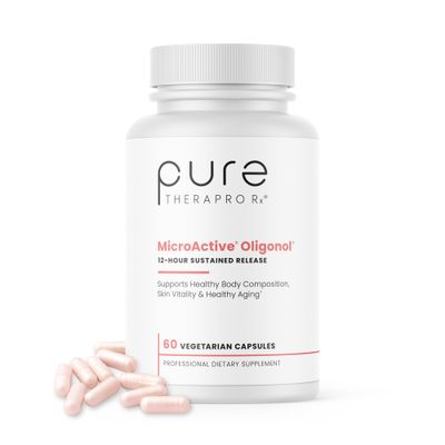 Pure Therapro Rx MicroActive Oligonol | Patented Lychii Fruit &amp; Green Tea Supplement | 2X More bioAvailable | 2 Month Supply | Non-GMO (60 Vegan Capsules)