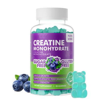 novomins Creatine Monohydrate Gummies 5000mg for Men &amp; Women, Chewables Creatine Monohydrate for Muscle Strength, Muscle Builder, Energy Boost, Pre-Workout Supplement(90 Count)-Blueberry Flavor.