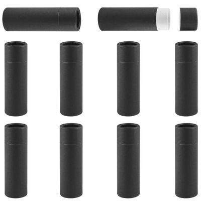 10 Pcs 25g Paperboard Lip Balm Tubes Refillable Krafts Paper Lipstick Tube Round Cardboard Empty Lip Gloss Container Holder Tubes for DIY Chapstick Salve Cosmetic Lotion Solid Perfume - Black