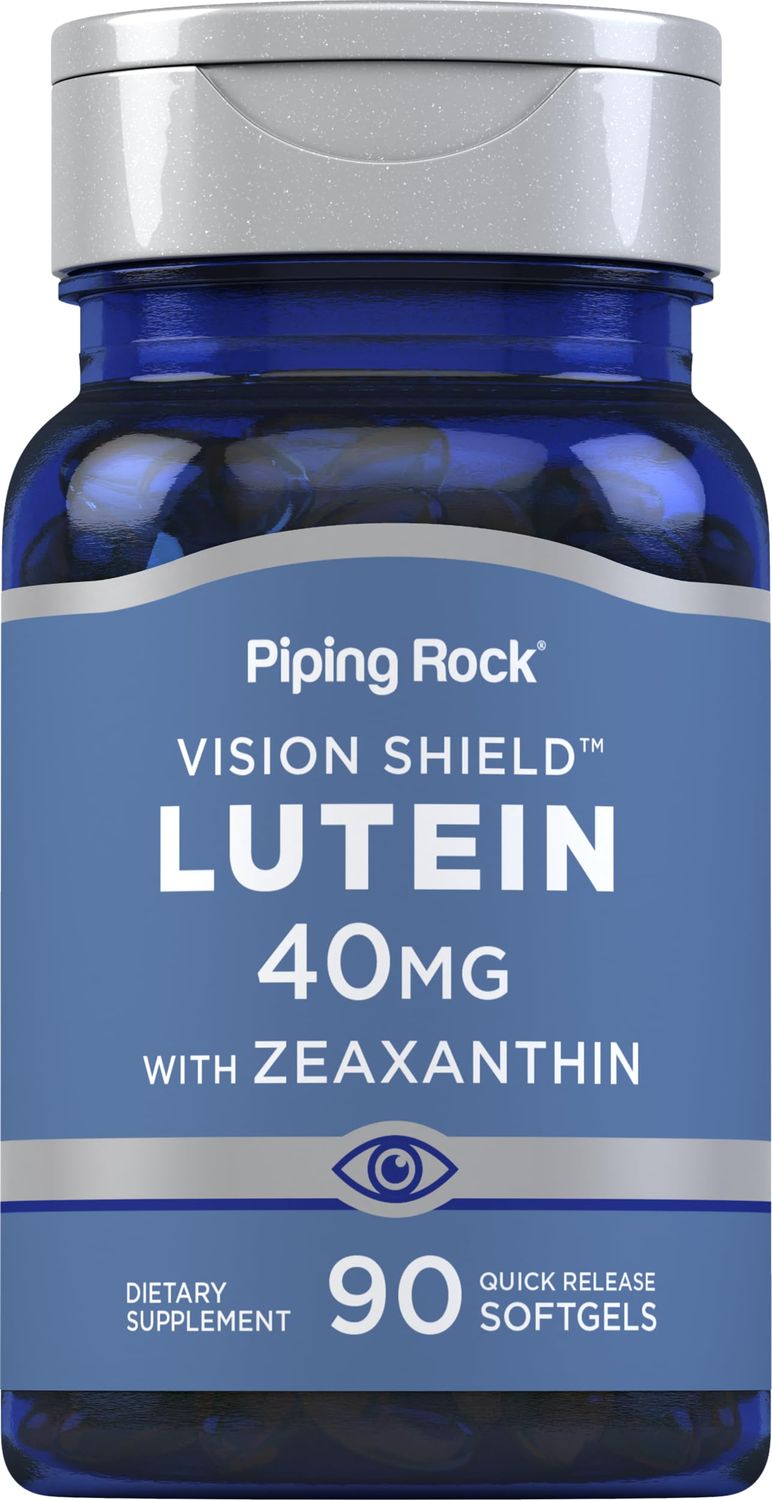 Piping Rock Lutein with Zeaxanthin Supplement | 40mg | 90 Softgels | Eye Health Vitamins from Marigold Extract | Non-GMO, Gluten Free