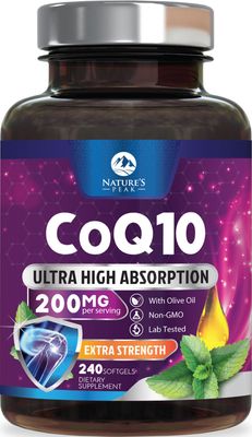 Co Q 10 Supplement - CoQ10 100mg Antioxidant, Heart Health Support &amp; Energy Production, Coenzyme Q10 (Ubiquinone) Vitamins Increased Absorption, Gluten Free, Women &amp; Men 2 Month Supply - 240 Softgels