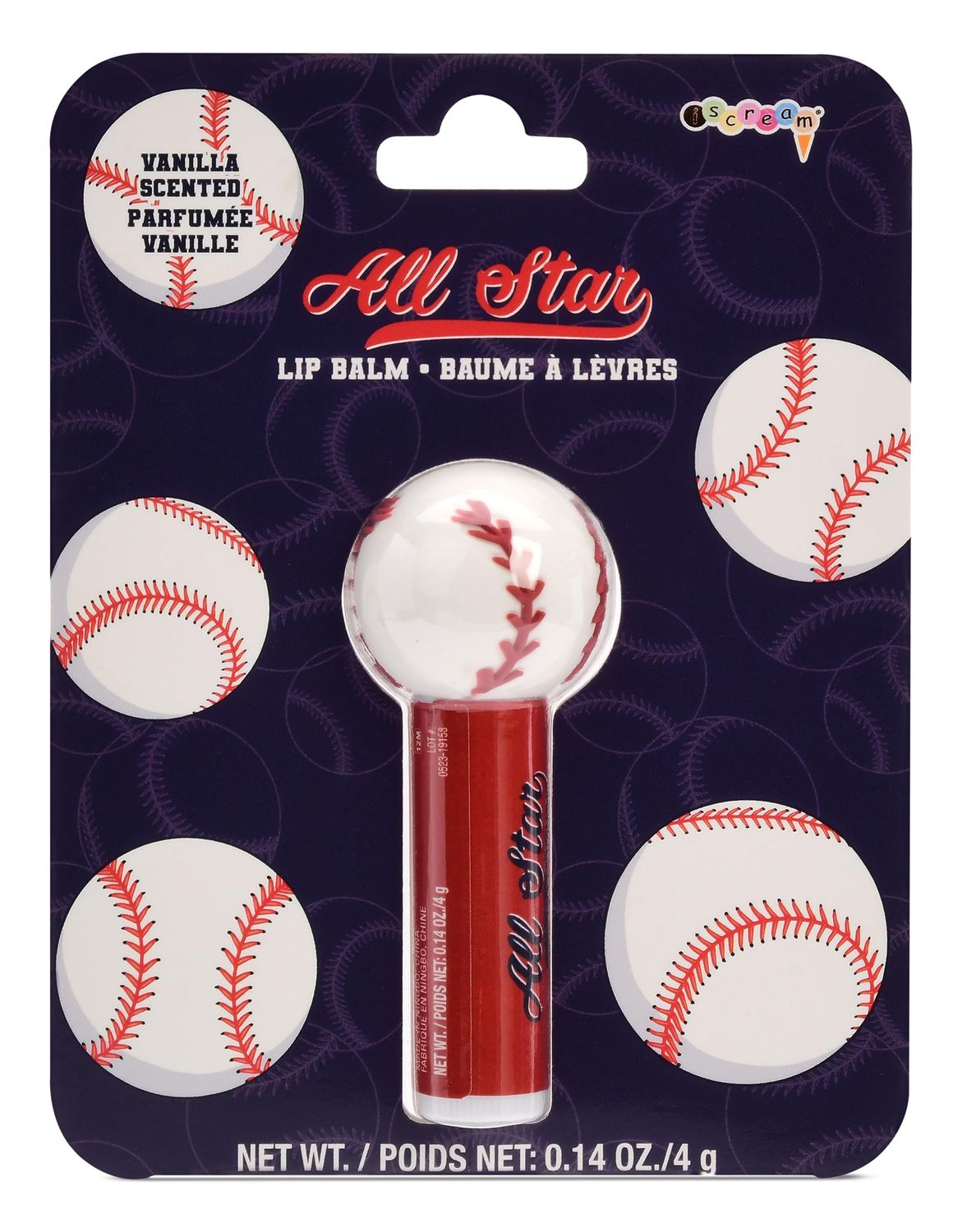 iscream Sport-Tastic Baseball Softball Shaped Vanilla Scented Lip Balm
