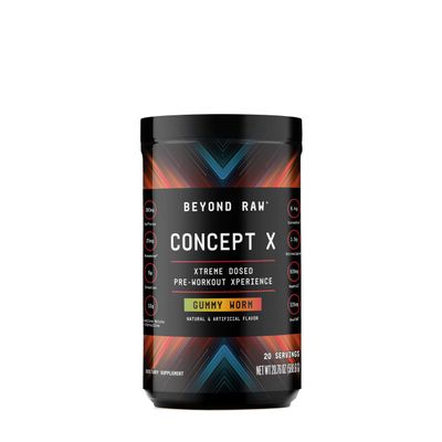 BEYOND RAW Concept X, Clinically Dosed Pre-Workout Powder, Contains Caffeine, L-Citrulline, Creatine, and Beta-Alanine, Gummy Worm Flavor, 20 Servings