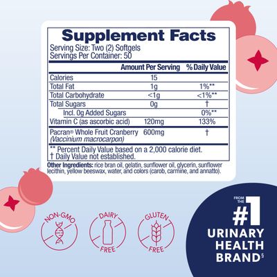 AZO Cranberry Pro, Cranberry Pills for Women & Men, 600mg Pacran, Made with Concentrated Whole Fruit Cranberry Powder to Help Cleanse and Protect The Urinary Tract, Sugar Free, Non-GMO, 100 Softgels