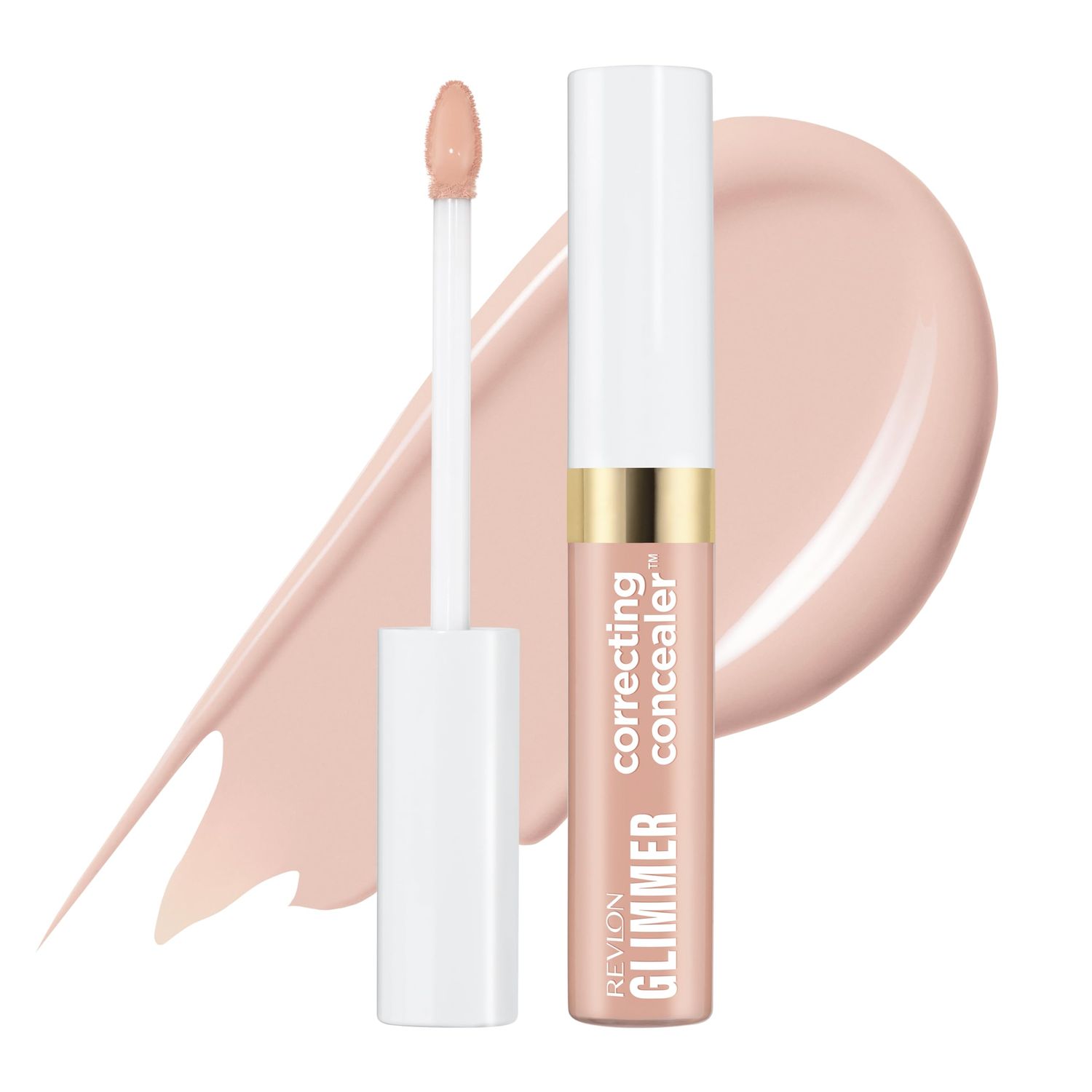 Revlon Glimmer Correcting Concealer, Liquid Under Eye Makeup, Made with Caffeine, Vitamin C, &amp; Stevioside, 105, 0.3 fl oz