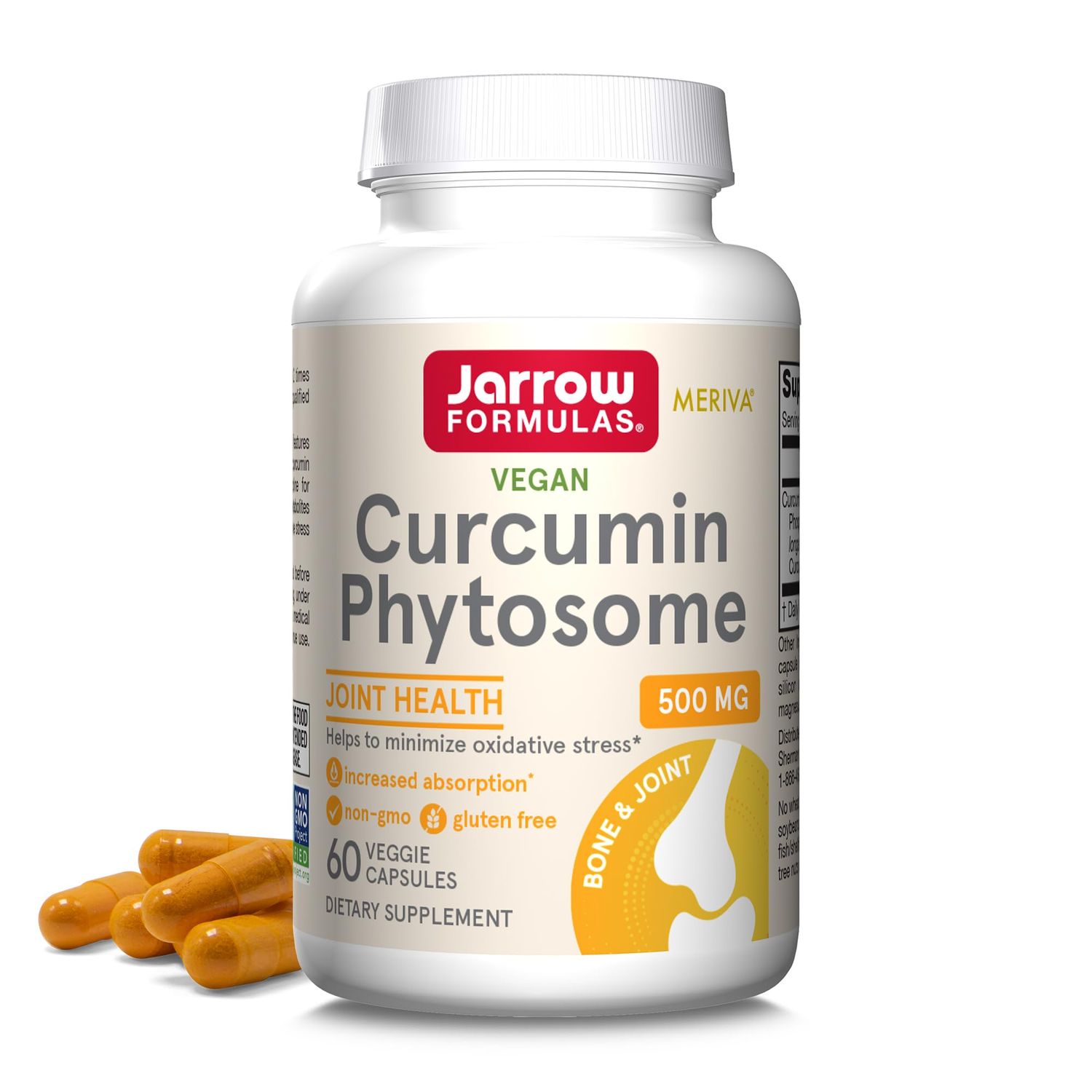 Jarrow Formulas Curcumin Phytosome 500 mg - 60 Veggie Capsules - Formulated with Meriva - Antioxidant Support Supplement - Joint Health &amp; Support - 60 Servings
