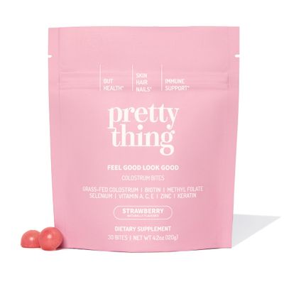 Pretty Thing Colostrum Bites for Women - 1g Bovine Colostrum Bites with Biotin, Folate, Zinc, Vitamins A C E - Beauty and Wellness Supplement for Hair, Skin, Gut, and Immune Health - 30 Pack