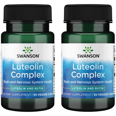 Swanson Luteolin Complex w/Rutin - Brain Support Supplement Promoting Memory, Mood &amp; Cognitive Health - Natural Formula to Help Maintain Nervous System - (30 Veggie Capsules) (2 Pack)