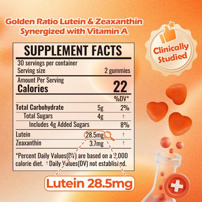 ATLEMISME Lutein Gummies (60 Gums). Gummies for Eyes with Lutein (28.5 mg), Zeaxanthin and Vitamin A (30 Day Pack), Orange Flavor, Vegan, Non-GMO, Gluten-Free, Supports Eye Health