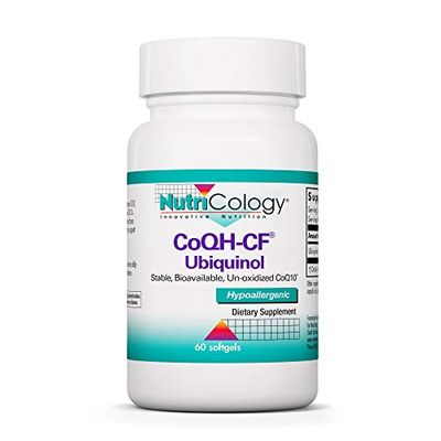 Nutricology CoQH-CF Ubiquinol 100mg Supplement - Un-Oxidized CoQ10, Supports Cardiovascular Health, Immune System Support, Stable, Bioavailable, Softgels - 60 Count