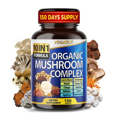 10 in 1 High Strength Mushroom Supplement - Lions Mane, Cordyceps, Reishi - Brain Supplements for Memory and Focus 5-Month Supply