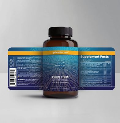 Primal Harvest Vision and Eye Support Complex with Lutein, Zeaxanthin Plus Vitamin E, Bilberry Extract, and Blueberry Extract, for Overall Eye Health for Men and Women, 2 Pack