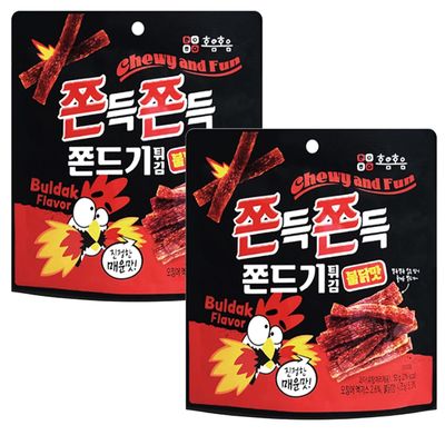 Jjondigi Korean Old School Snack Jjondgi 2 Pack Set (Tteokbokki/Butter squid/Spicy Buldak) (Fried Buldak (Spicy Chiken) Flavor)