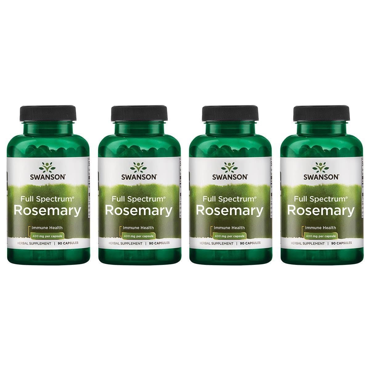Swanson Full Spectrum Rosemary - Herbal Supplement Promoting Immune Health Support - Natural Formula to Help Defend The Body &amp; Support Overall Wellness - (90 Capsules, 400mg Each) (4 Pack)
