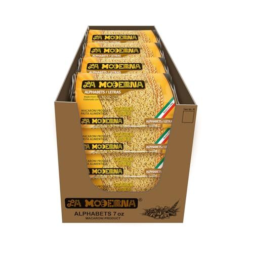 LA MODERNA, Letras, Pasta, Hecha con Smola de Trigo Durum, Enriquecida con Vitaminas y Hierro, 7 oz, Pack de 20