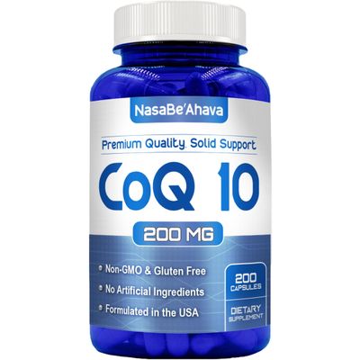 NasaBeahava CoQ10 200mg Capsules | Vegan Friendly Coenzyme Q10 200mg from Easy Absorption Ubiquinone Supplement for Skin Heart and Energy Support | Made in The USA in cGMP Facilities (200 Servings)