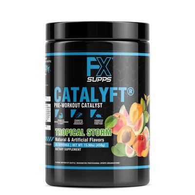 FXSUPPS Catalyft Pre-Workout Powder Drink for Men &amp; Women, Tropical Storm | Mix with Creatine, Caffeine &amp; Beta-Alanine | Best for Energy Pump, Muscle Gain and Focus, 20 Servings (1-Pack)